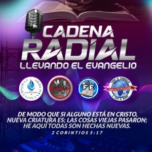 diseño de flyer para una cadena radial llevando el evangelio